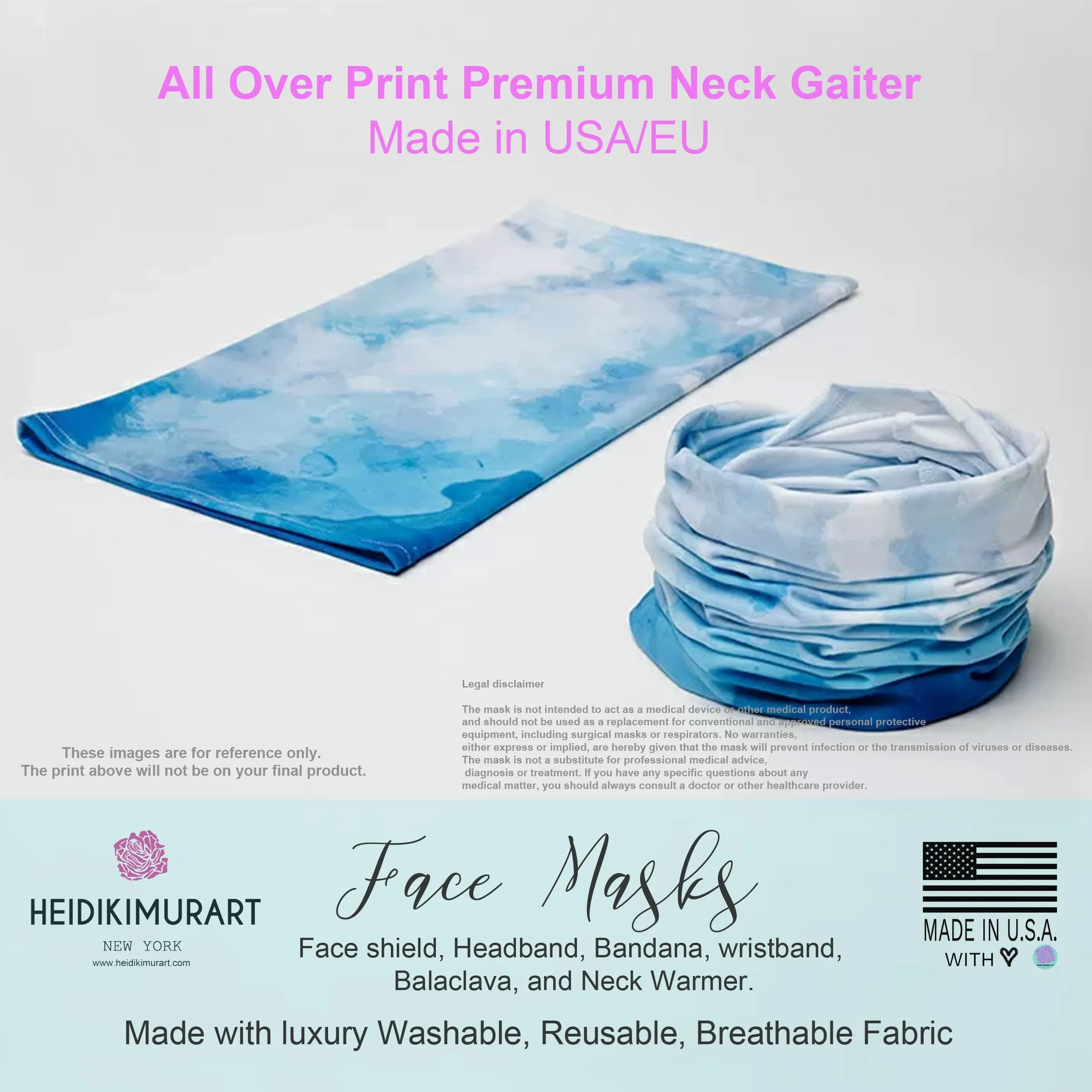 Marble Pink Blue Neck Gaiter, Unisex Face Shield Covering Scarf Washable Mask-Made in USA/EU