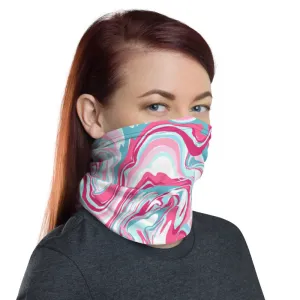 Marble Pink Blue Neck Gaiter, Unisex Face Shield Covering Scarf Washable Mask-Made in USA/EU