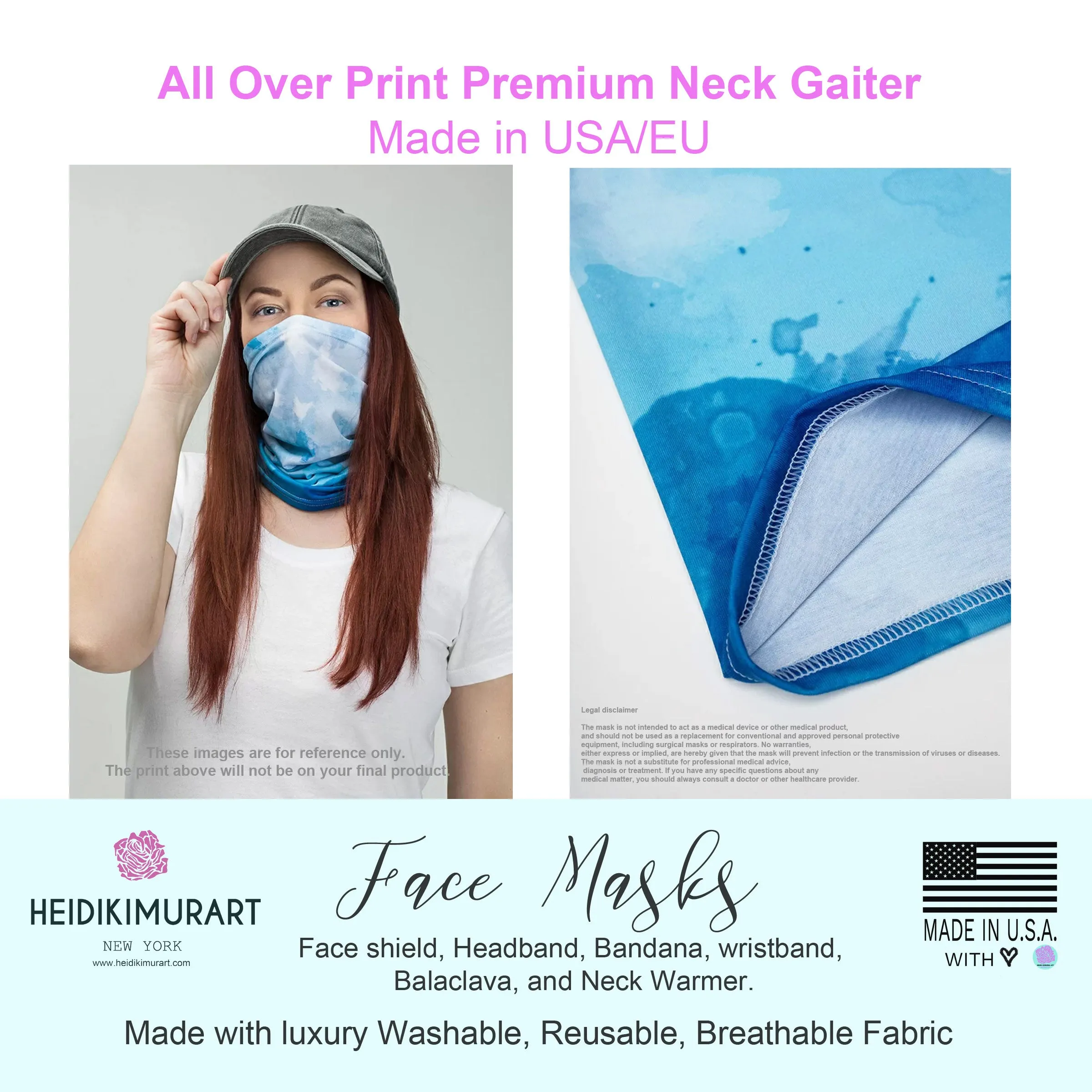 Marble Pink Blue Neck Gaiter, Unisex Face Shield Covering Scarf Washable Mask-Made in USA/EU