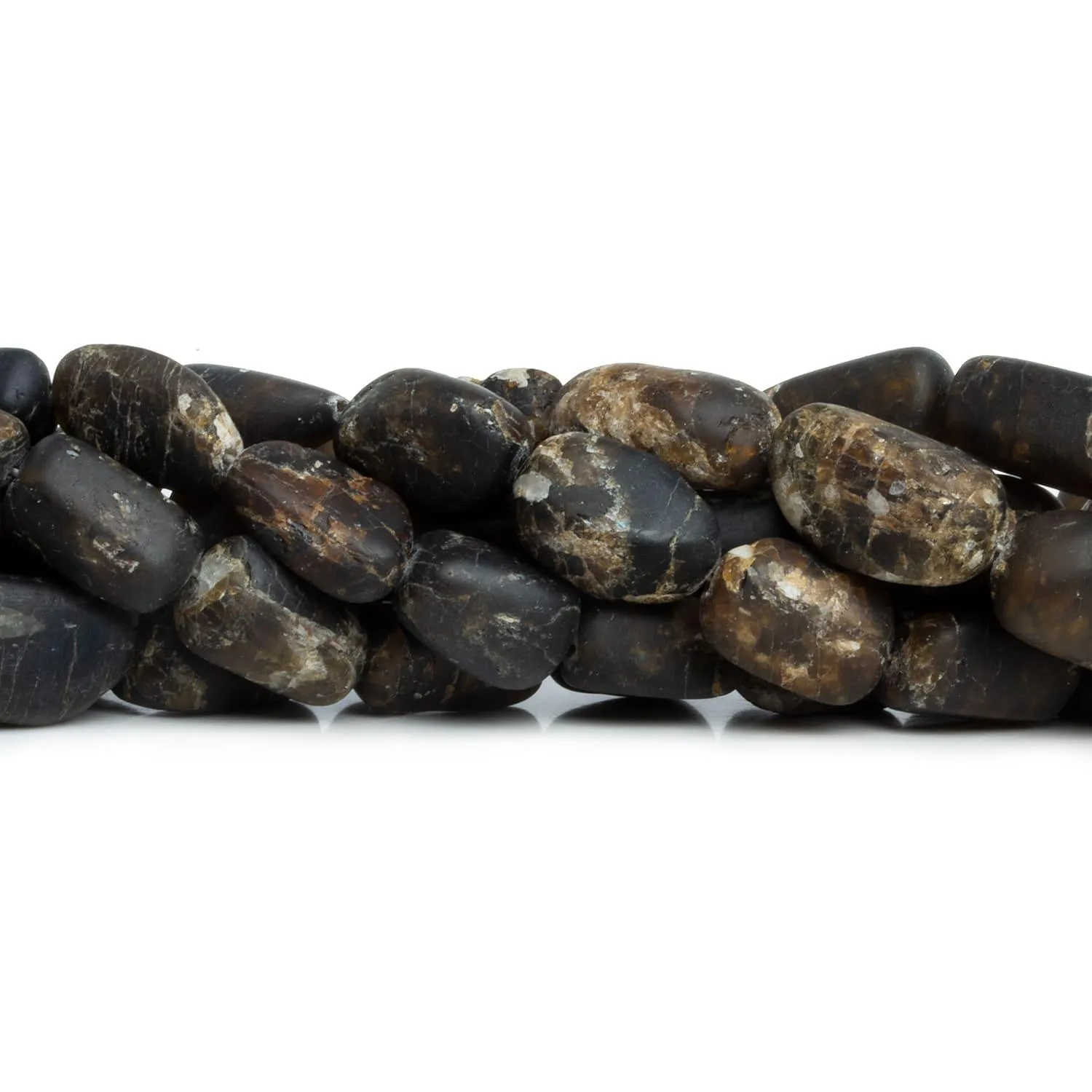 Matte Chocolate Tourmaline Nuggets 7.5 inch 11 beads