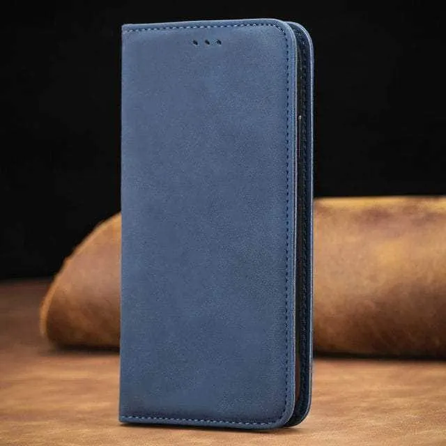 Matte Leather iPhone SE 2022 Flip Book Case Cover