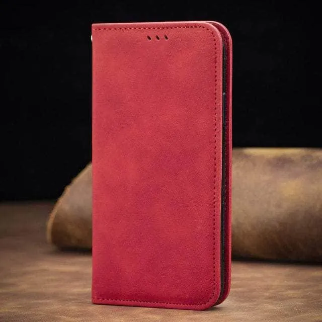 Matte Leather iPhone SE 2022 Flip Book Case Cover