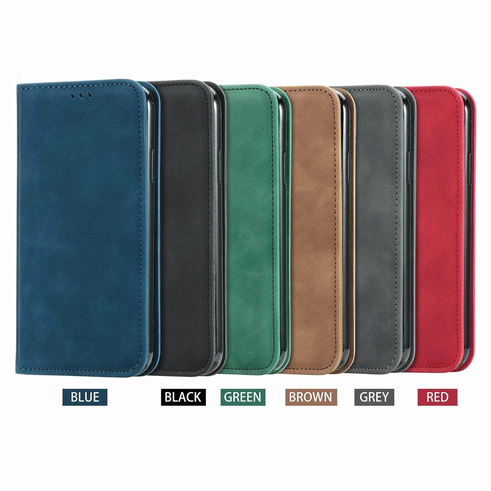 Matte Leather iPhone SE 2022 Flip Book Case Cover