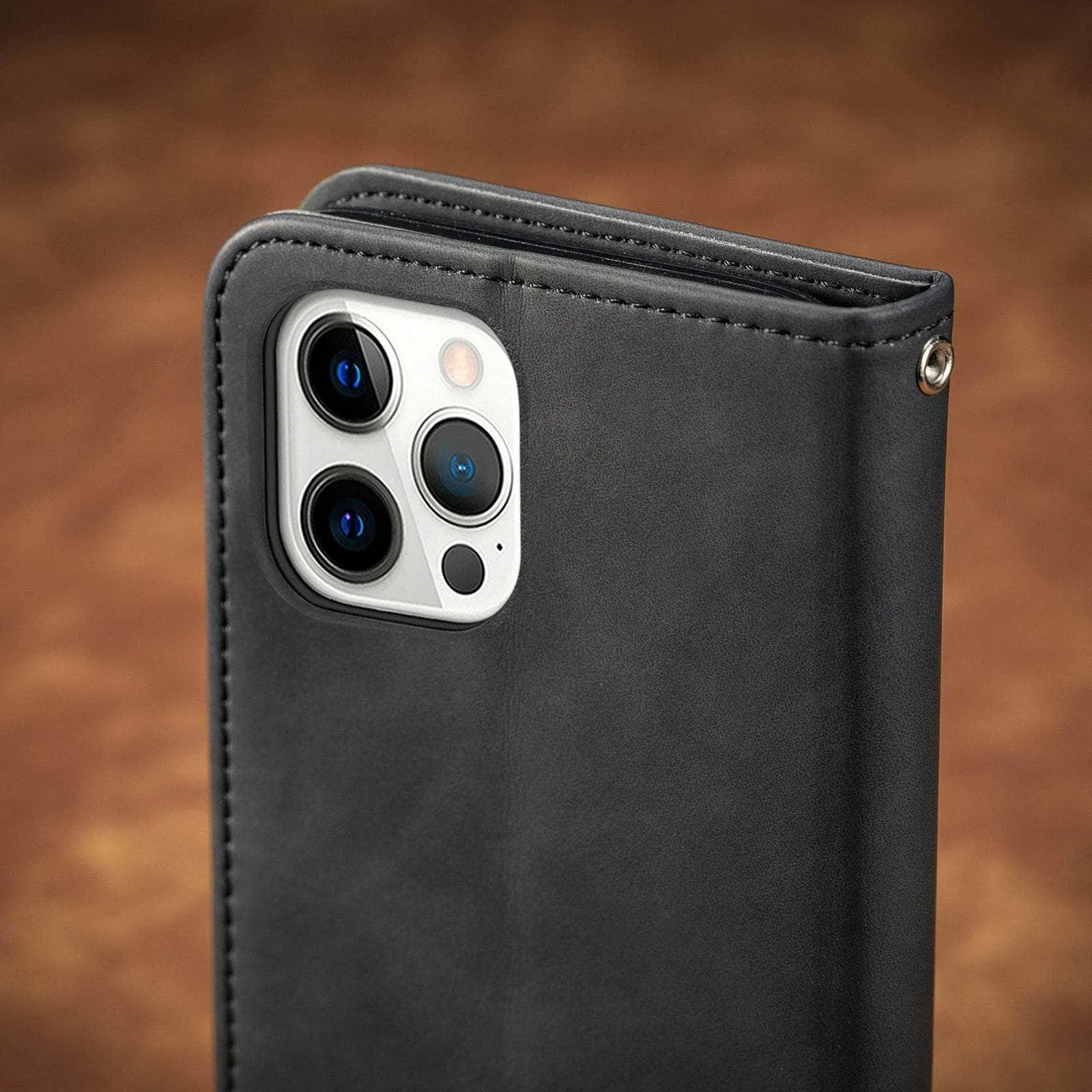 Matte Leather iPhone SE 2022 Flip Book Case Cover