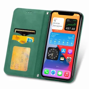 Matte Leather iPhone SE 2022 Flip Book Case Cover