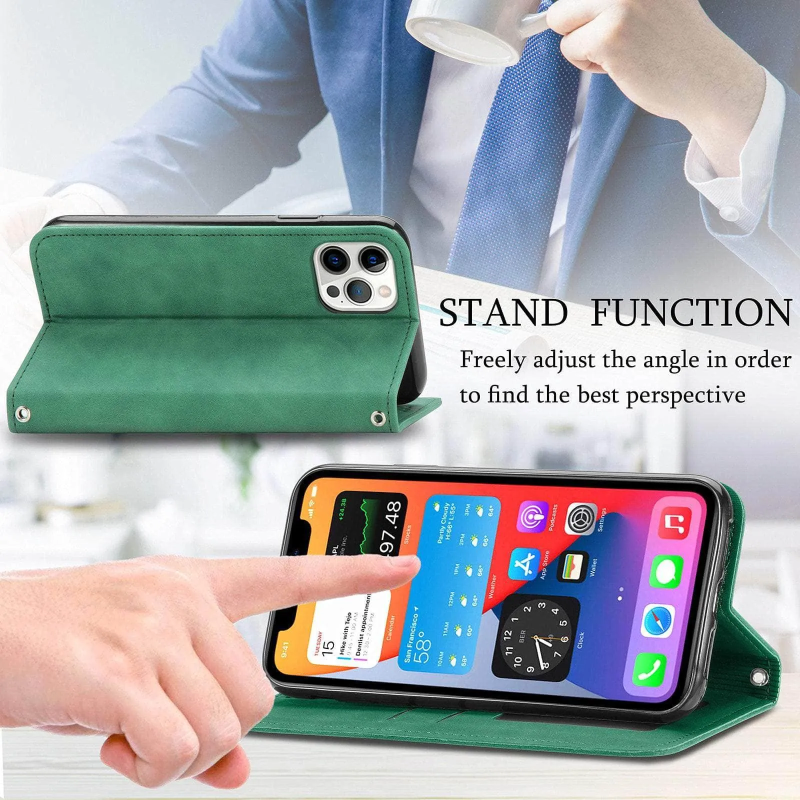 Matte Leather iPhone SE 2022 Flip Book Case Cover