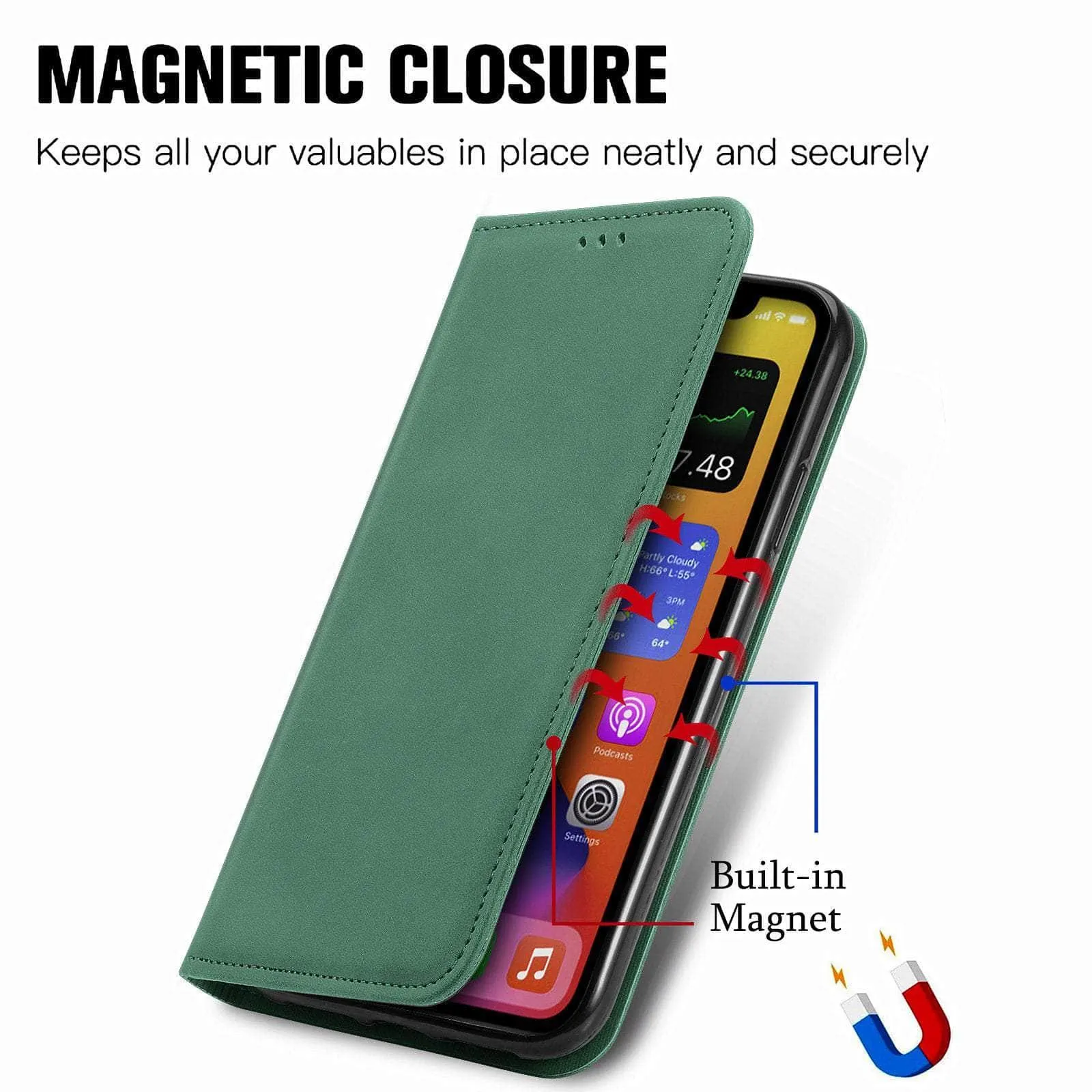 Matte Leather iPhone SE 2022 Flip Book Case Cover