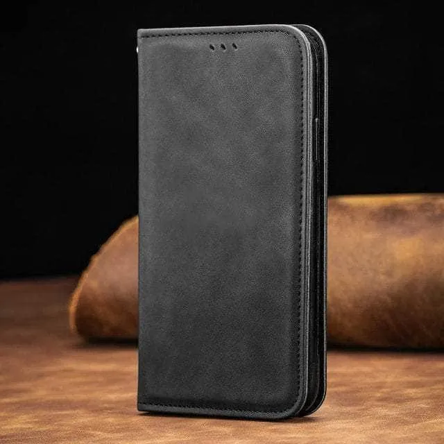 Matte Leather iPhone SE 2022 Flip Book Case Cover