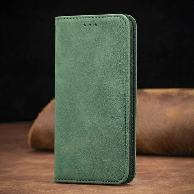Matte Leather iPhone SE 2022 Flip Book Case Cover