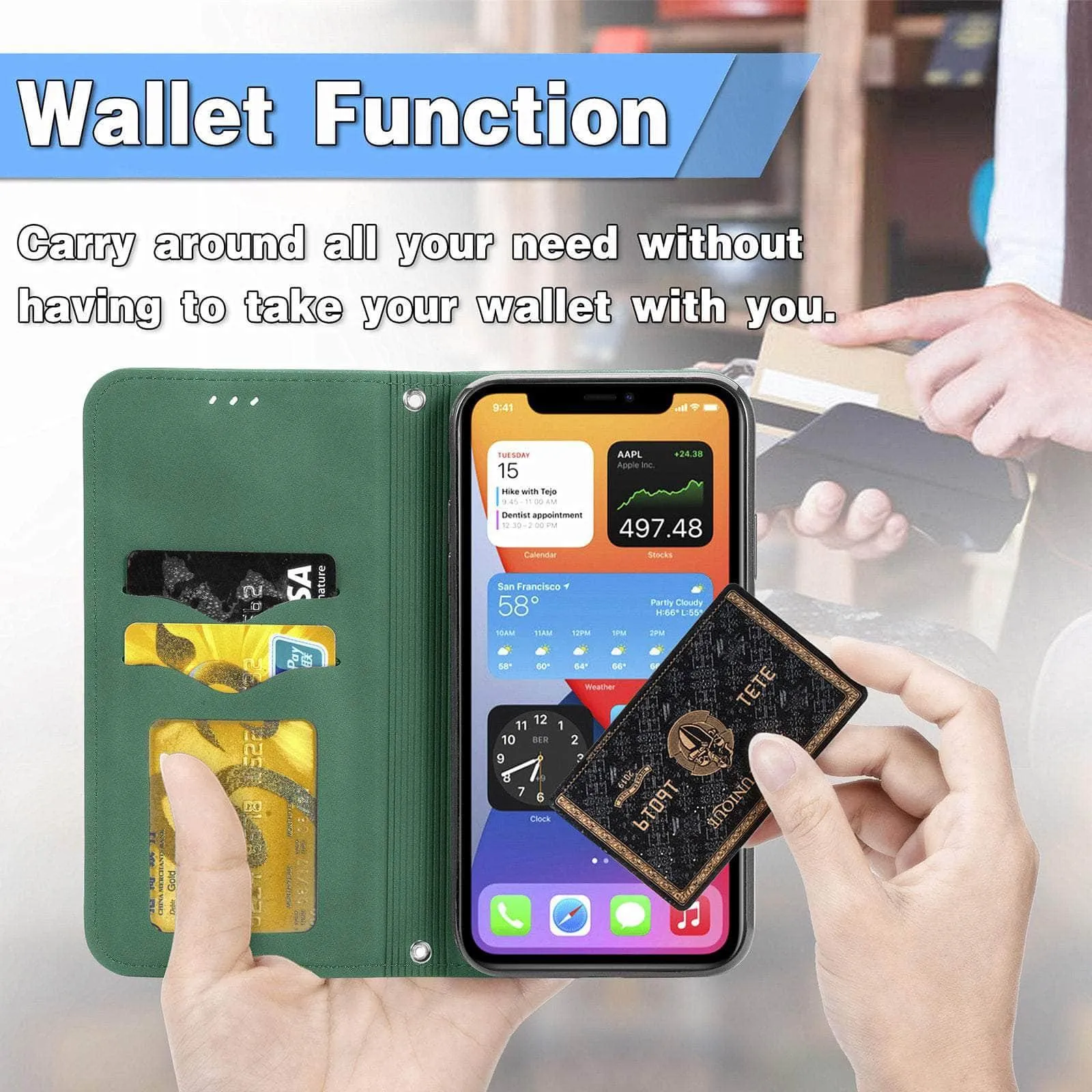 Matte Leather iPhone SE 2022 Flip Book Case Cover
