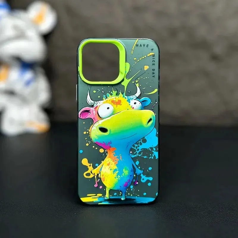 Max Protective Sleeve Fashion Graffiti- Cartoon Animal Pattern Matte iPhone Case