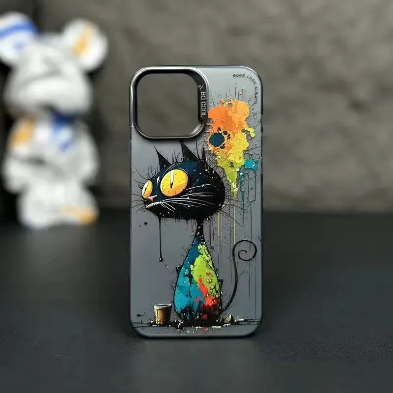 Max Protective Sleeve Fashion Graffiti- Cartoon Animal Pattern Matte iPhone Case