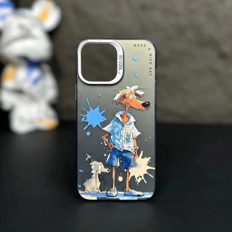 Max Protective Sleeve Fashion Graffiti- Cartoon Animal Pattern Matte iPhone Case
