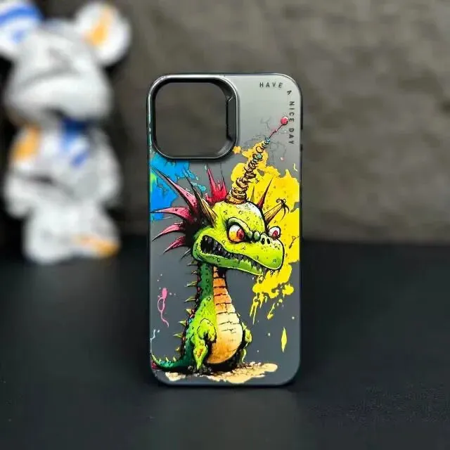 Max Protective Sleeve Fashion Graffiti- Cartoon Animal Pattern Matte iPhone Case