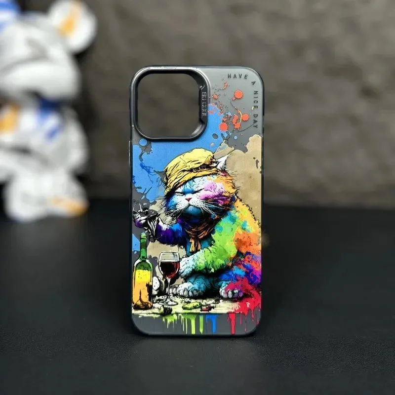 Max Protective Sleeve Fashion Graffiti- Cartoon Animal Pattern Matte iPhone Case