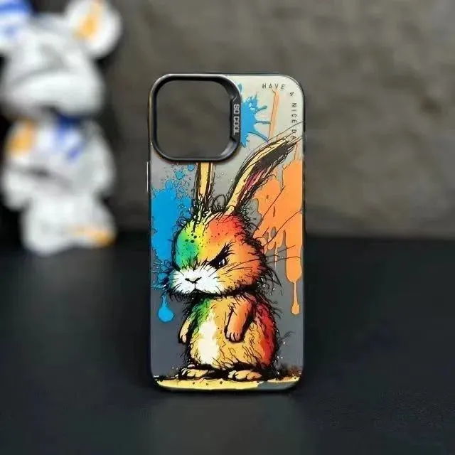 Max Protective Sleeve Fashion Graffiti- Cartoon Animal Pattern Matte iPhone Case