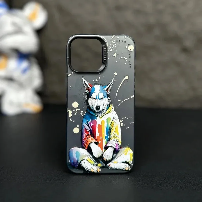 Max Protective Sleeve Fashion Graffiti- Cartoon Animal Pattern Matte iPhone Case