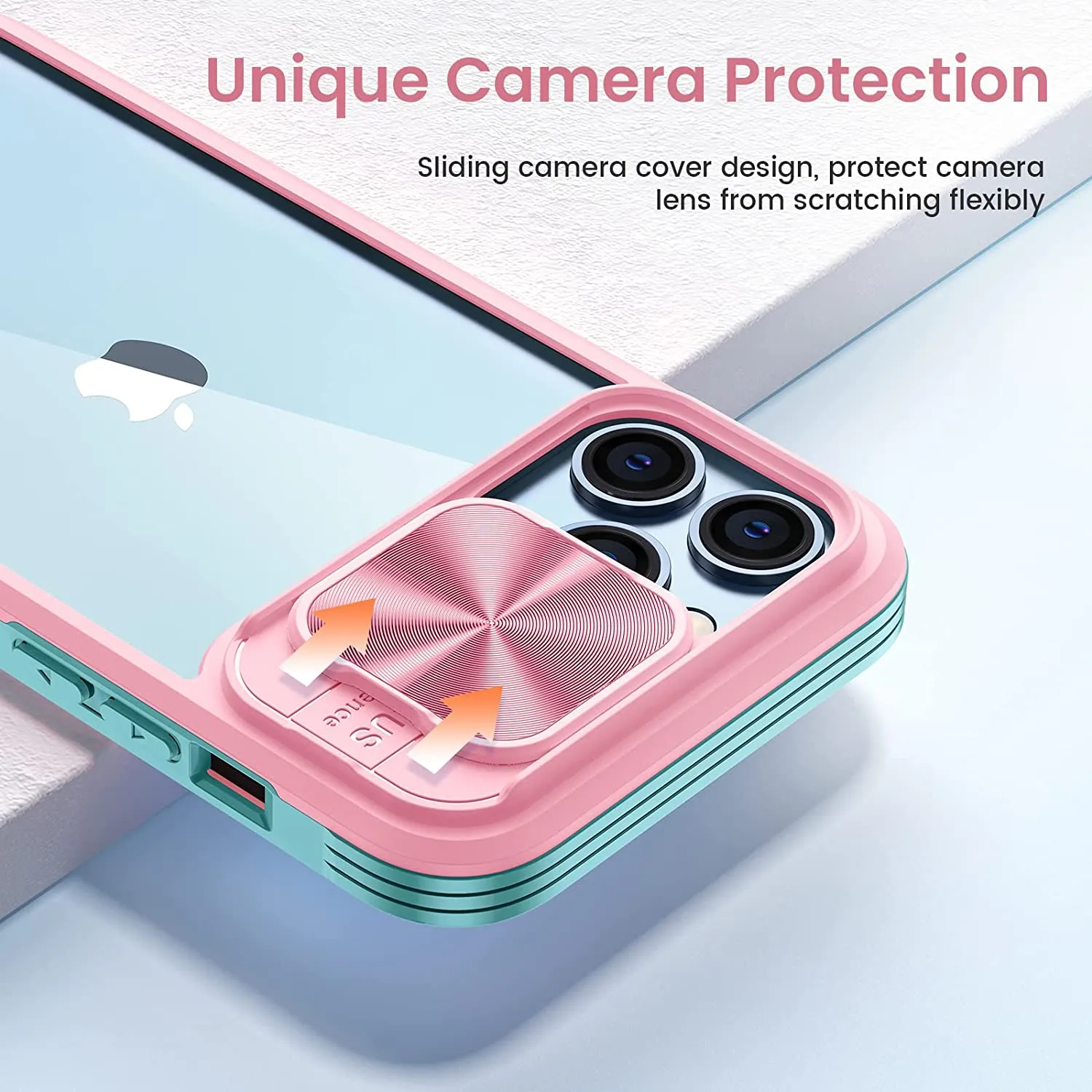 Maxdara iPhone 13 Pro Max Case Built-in Screen Protector 6.7 inch Pink Green