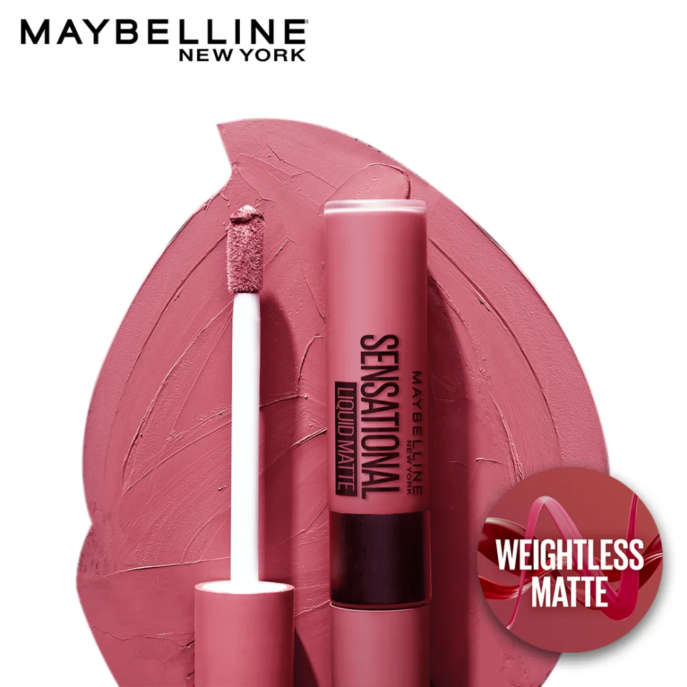 Maybelline New York Sensational Liquid Matte Lipstick, 22 Peach Addict, 7ml - Liquid Lipstick Shades Delivering Intense Matte Color Effect