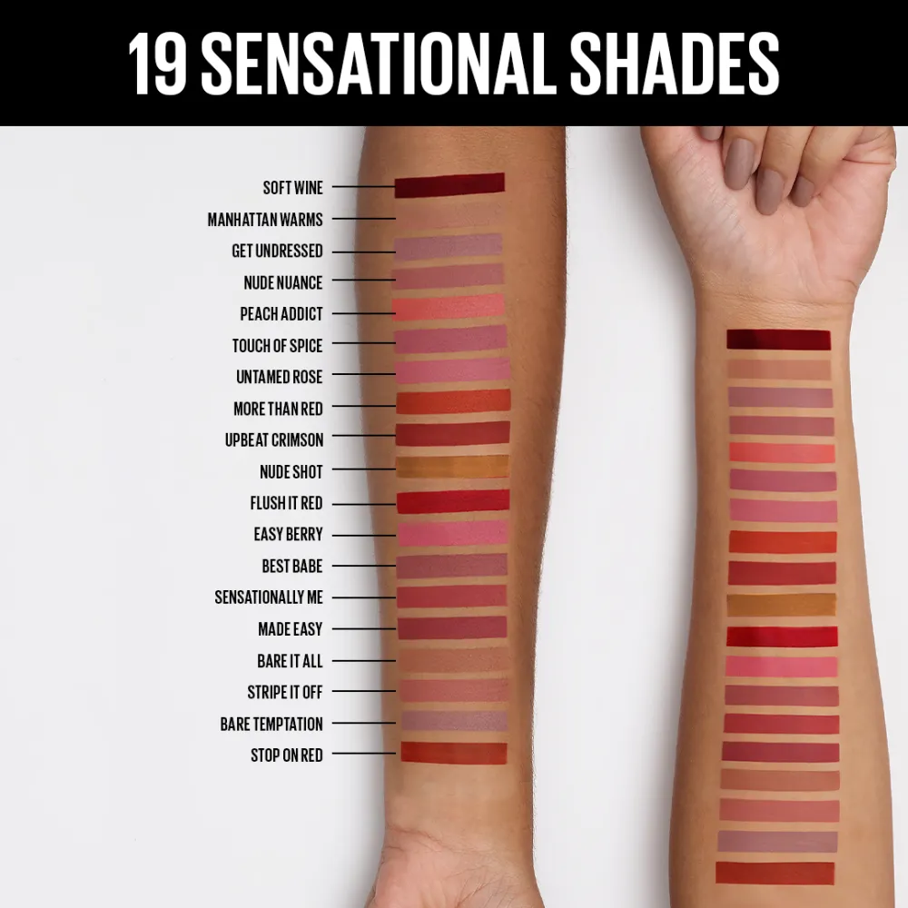 Maybelline New York Sensational Liquid Matte Lipstick, 22 Peach Addict, 7ml - Liquid Lipstick Shades Delivering Intense Matte Color Effect