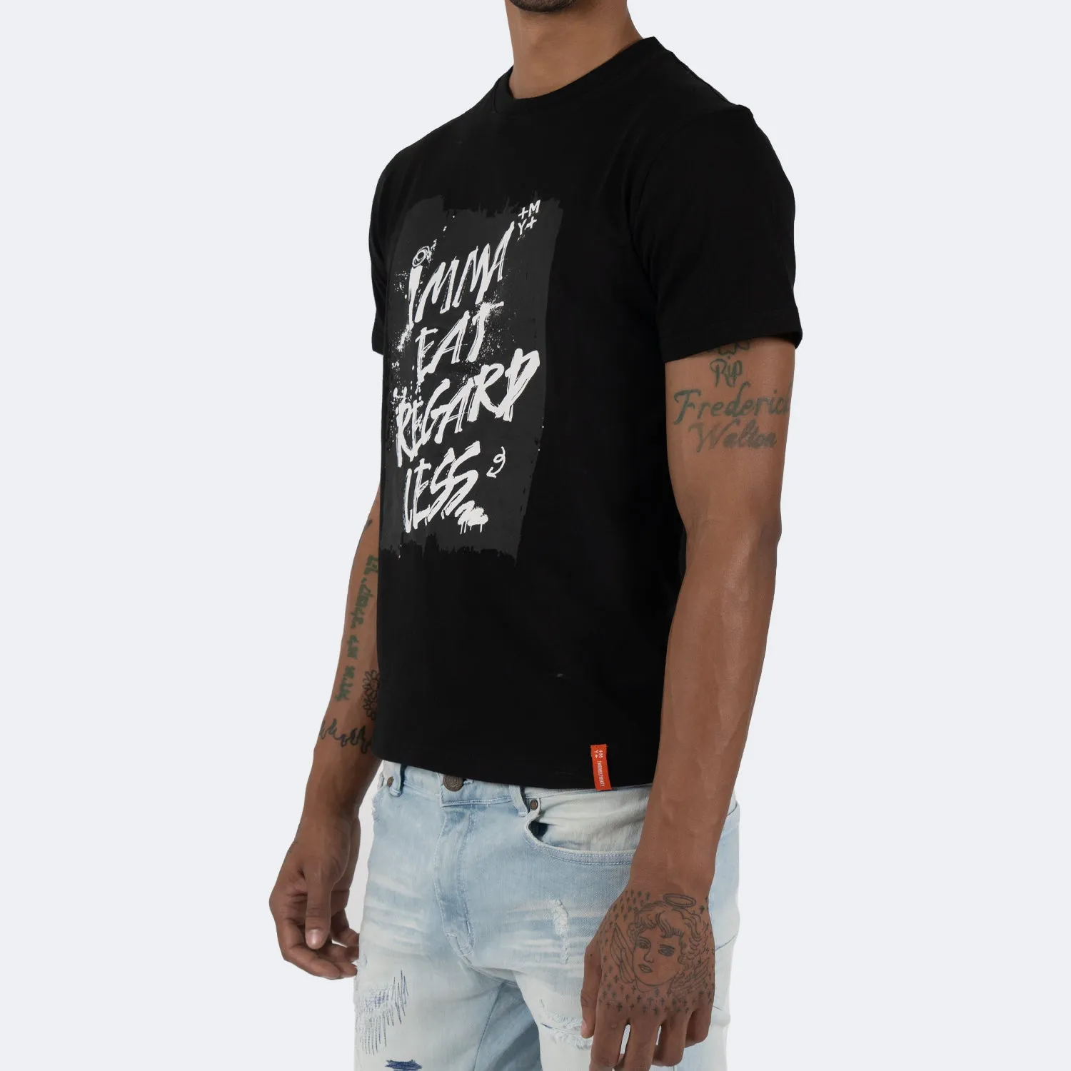 Men's TWO MILL TWENTY Imma Eat Regardless Graffiti T-Shirt Black White