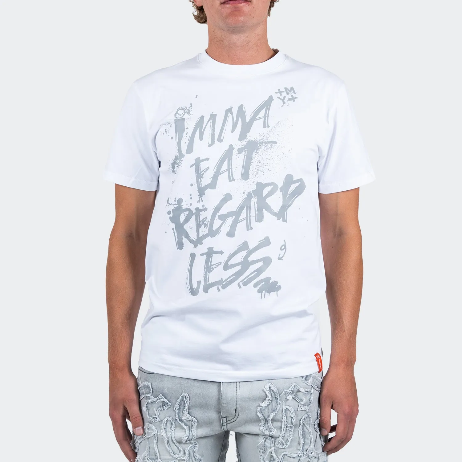 Men's TWO MILL TWENTY Imma Eat Regardless Graffiti Tee White Grey