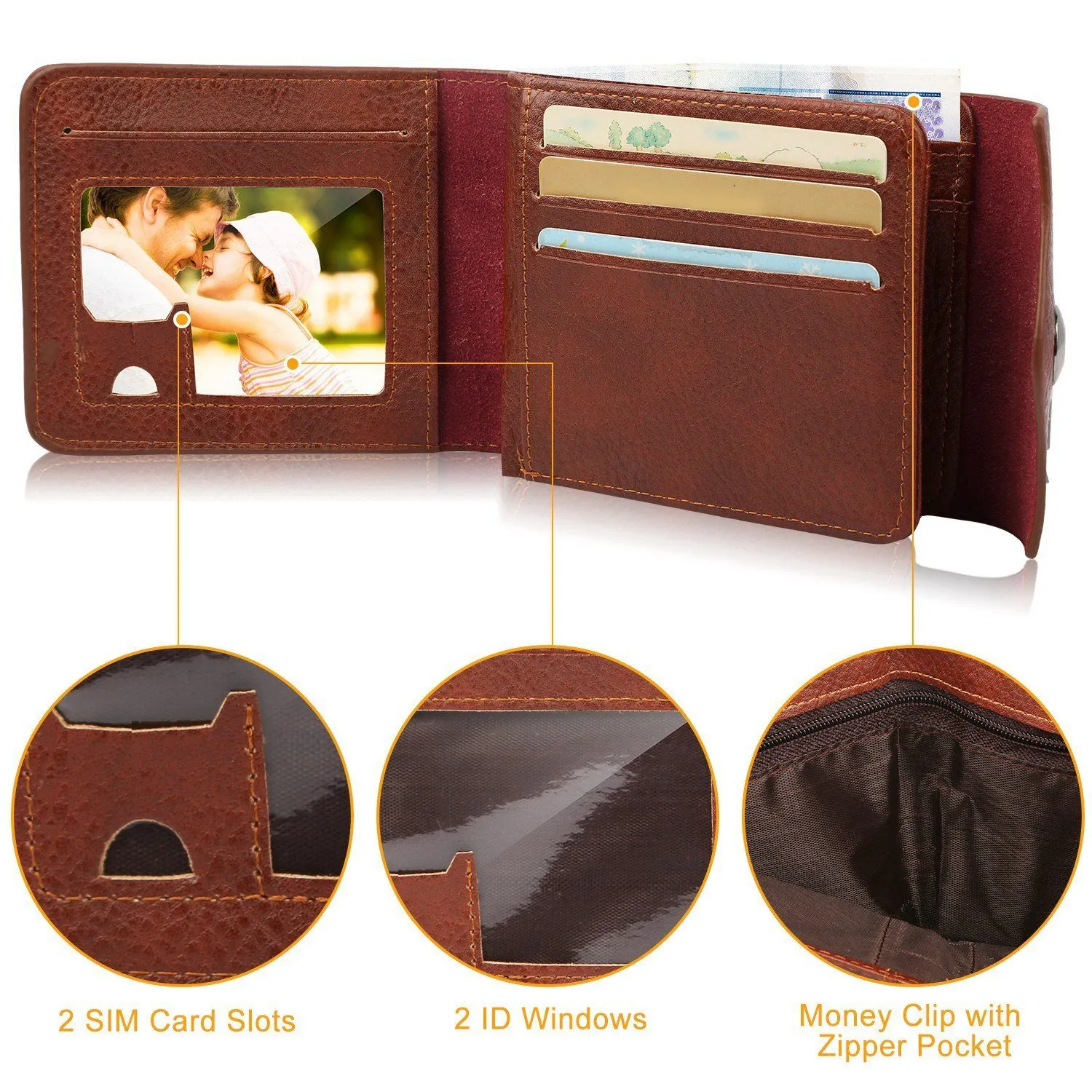 Men's Wallet PU Leather BiFold RFID Blocking Card Holder