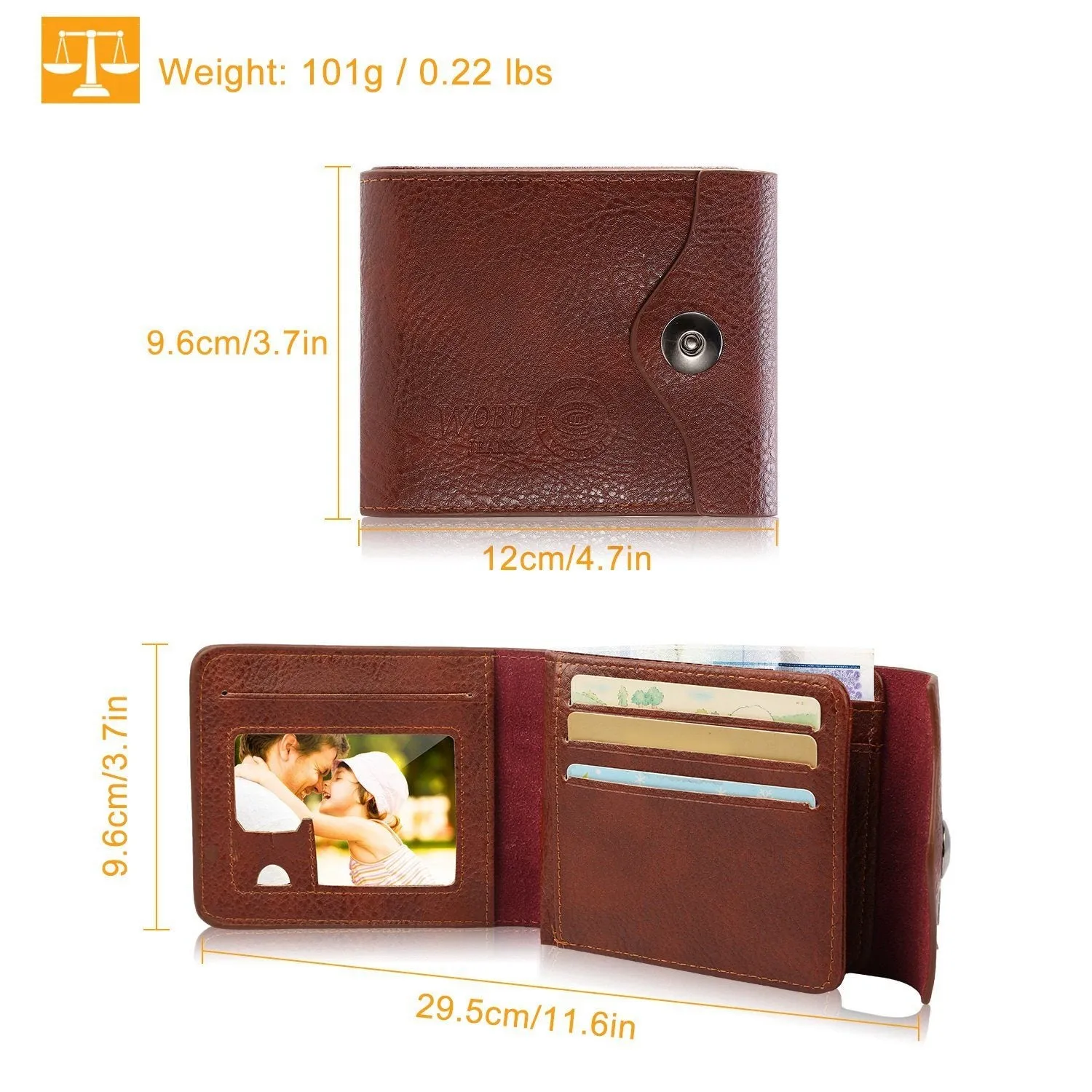 Men's Wallet PU Leather BiFold RFID Blocking Card Holder