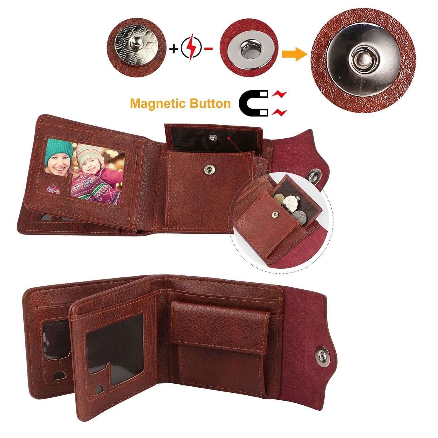 Men's Wallet PU Leather BiFold RFID Blocking Card Holder