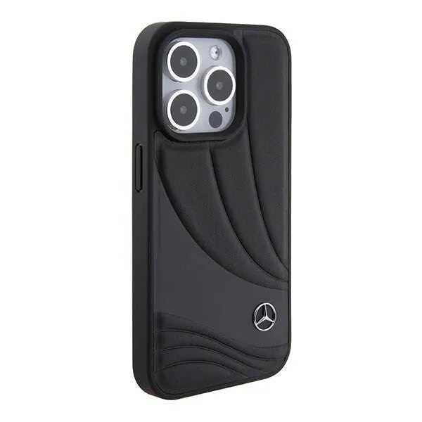 Mercedes Benz Hard Case Leather Wave Pattern for iphone 15 Pro Max 6.7" Black - MEHCP15X8ROLK