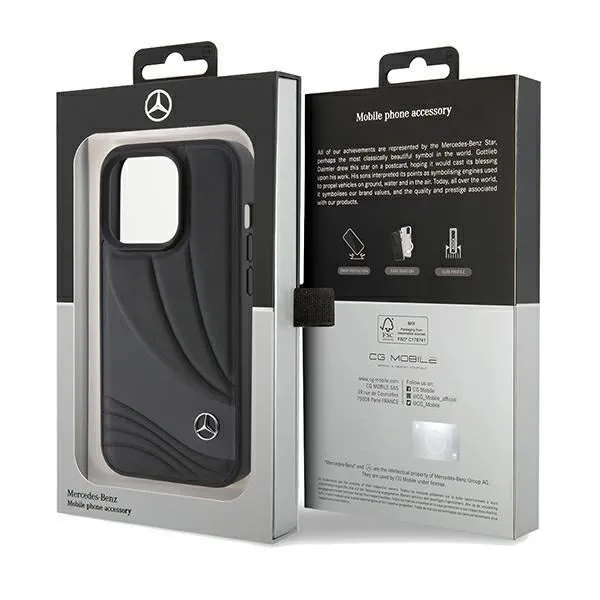 Mercedes Benz Hard Case Leather Wave Pattern for iphone 15 Pro Max 6.7" Black - MEHCP15X8ROLK