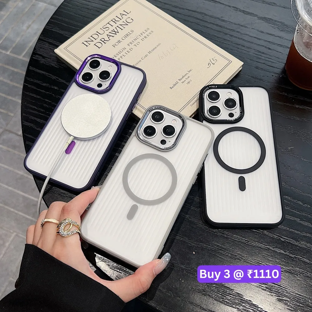 Metal Lens Frame Magnetic Wireless PC (Hard) Phone Case - iPhone 15