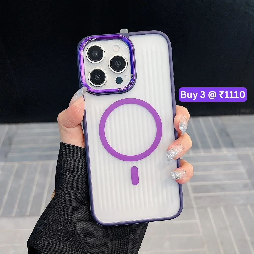 Metal Lens Frame Magnetic Wireless PC (Hard) Phone Case - iPhone 15