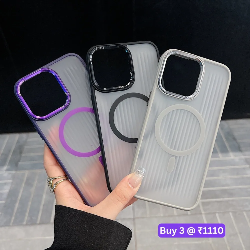 Metal Lens Frame Magnetic Wireless PC (Hard) Phone Case - iPhone 15
