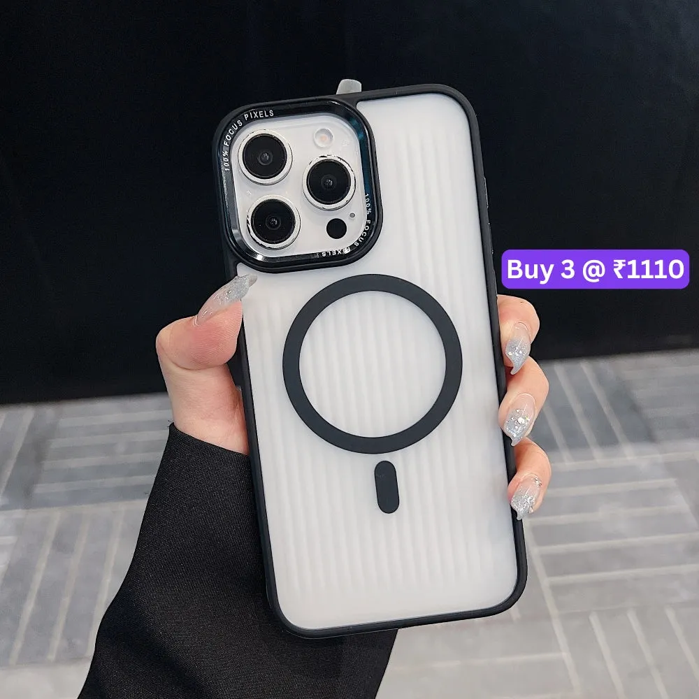 Metal Lens Frame Magnetic Wireless PC (Hard) Phone Case - iPhone 15