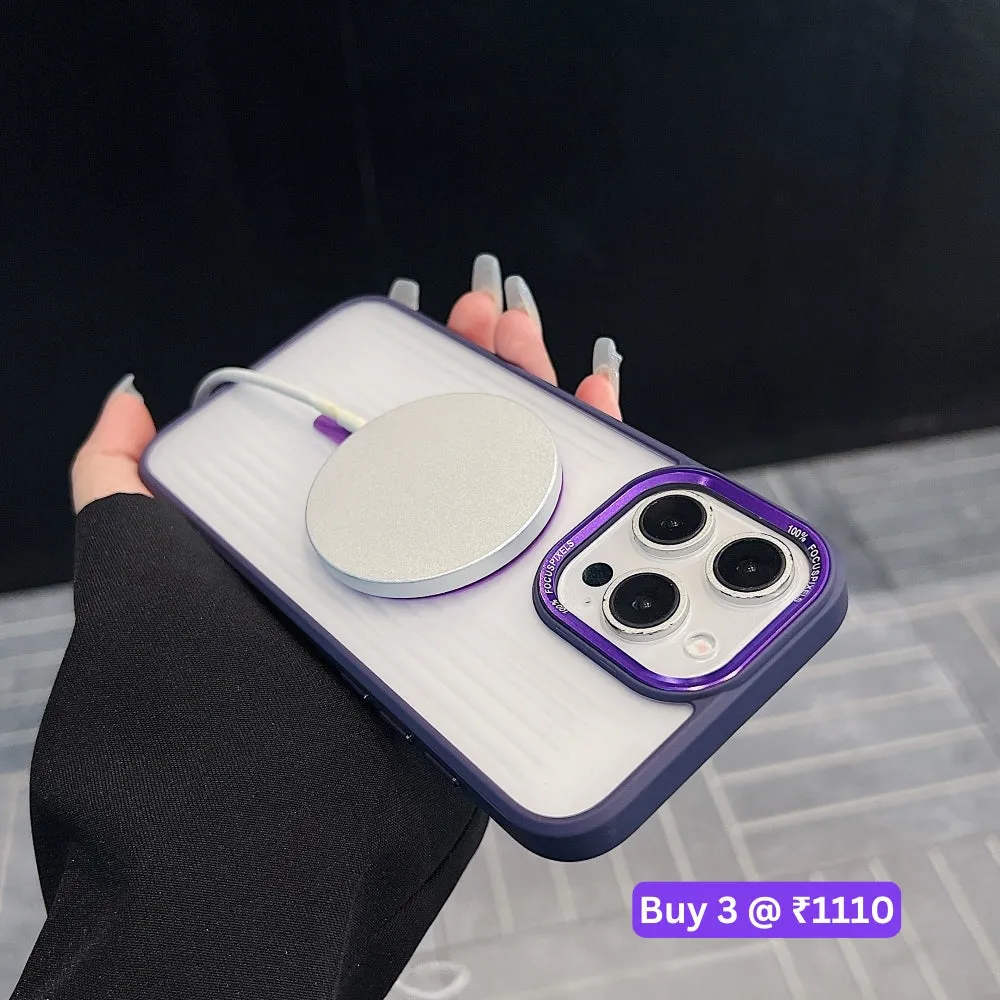 Metal Lens Frame Magnetic Wireless PC (Hard) Phone Case - iPhone 15
