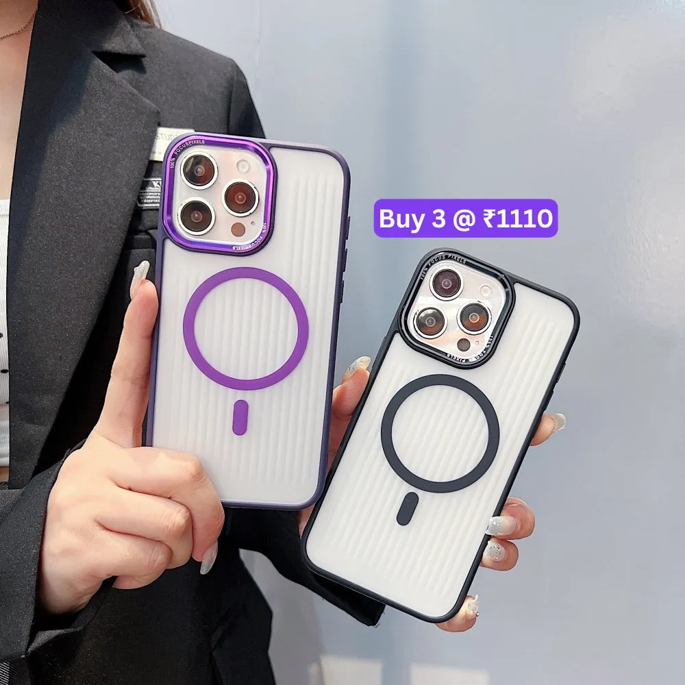 Metal Lens Frame Magnetic Wireless PC (Hard) Phone Case - iPhone 15