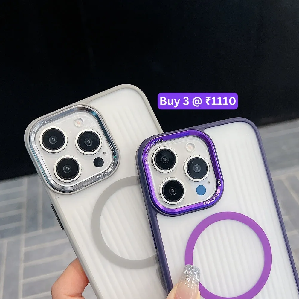 Metal Lens Frame Magnetic Wireless PC (Hard) Phone Case - iPhone 15