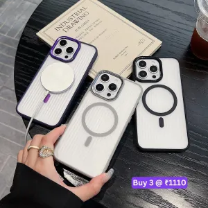 Metal Lens Frame Magnetic Wireless PC (Hard) Phone Case - iPhone 15