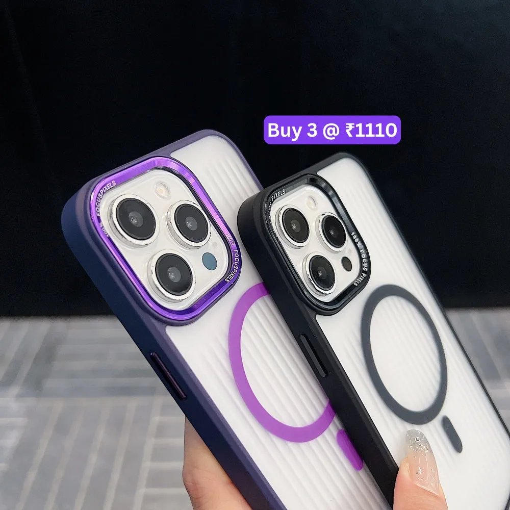 Metal Lens Frame Magnetic Wireless PC (Hard) Phone Case - iPhone 15