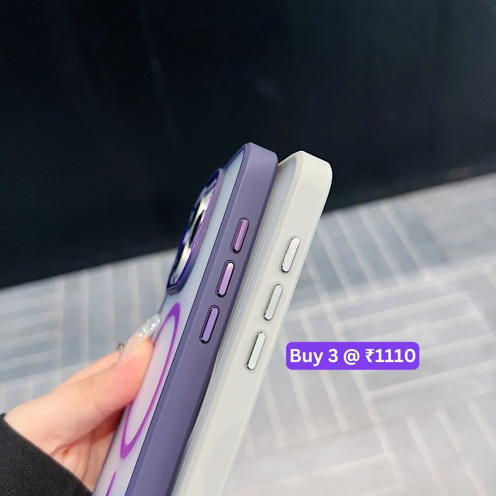 Metal Lens Frame Magnetic Wireless PC (Hard) Phone Case - iPhone 15