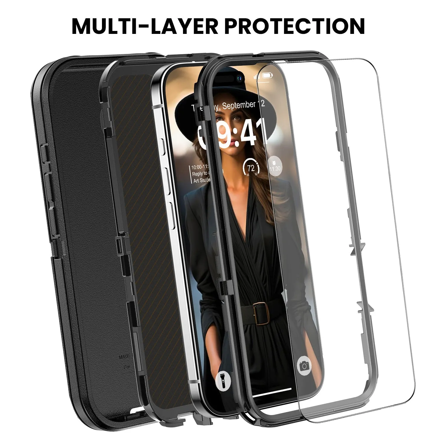 Military Ultra Protection iPhone Case with Glass Screen Protector