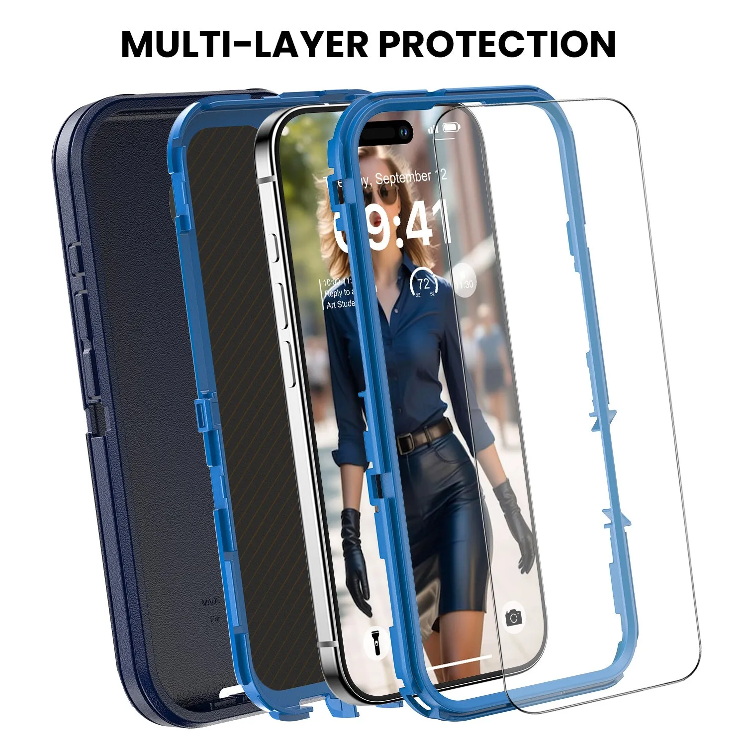 Military Ultra Protection iPhone Case with Glass Screen Protector