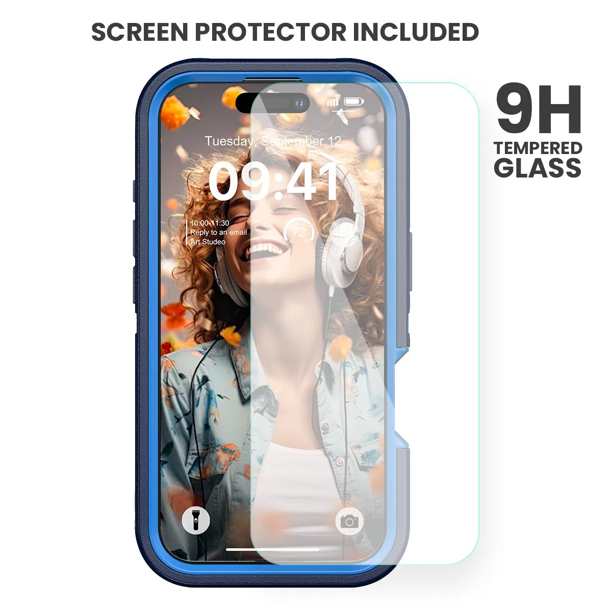 Military Ultra Protection iPhone Case with Glass Screen Protector