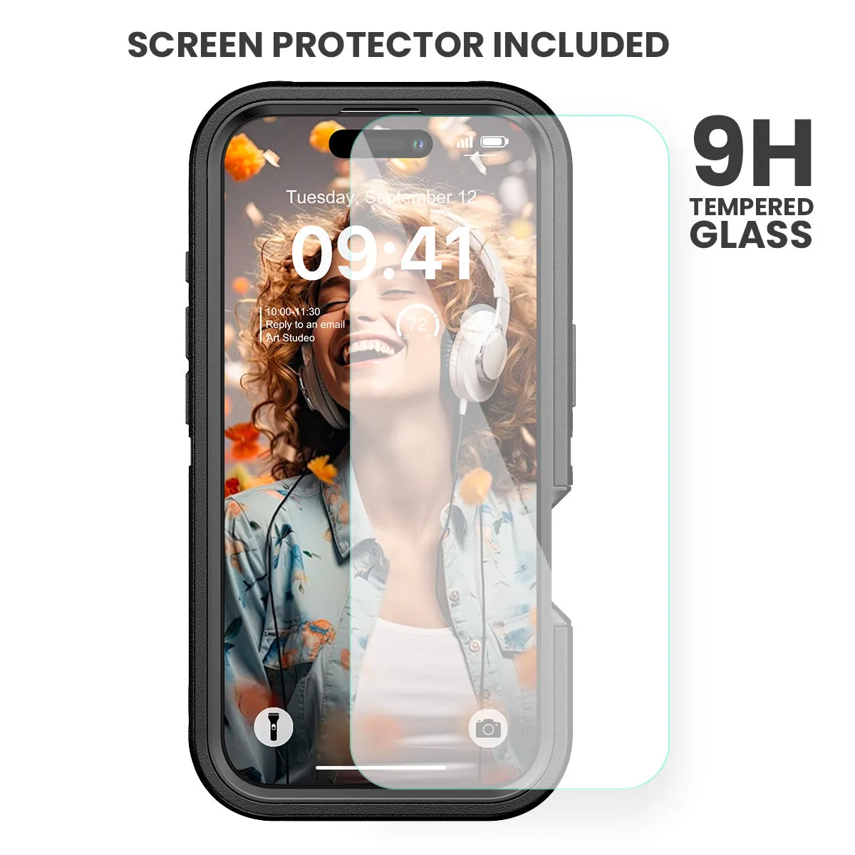 Military Ultra Protection iPhone Case with Glass Screen Protector
