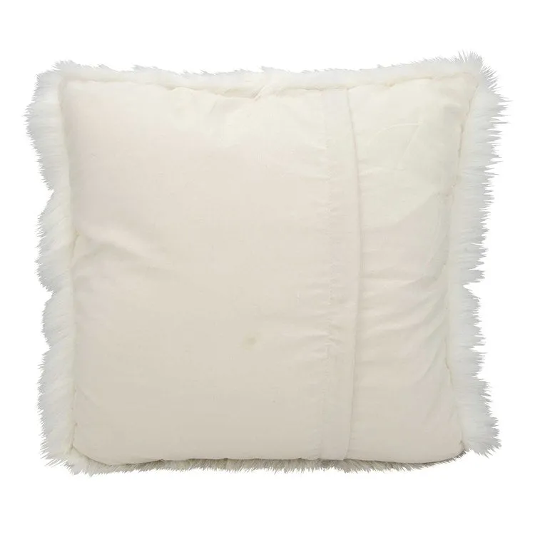 Mina Victory Fur Remen Poly Faux Fur White 16" x 16" Throw Cube