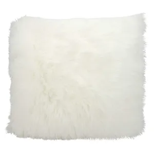 Mina Victory Fur Remen Poly Faux Fur White 16" x 16" Throw Cube