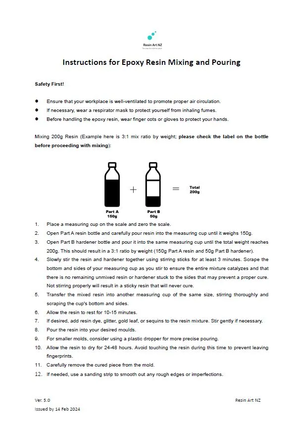 Mini Instruction for Epoxy Resin - Hard Copy