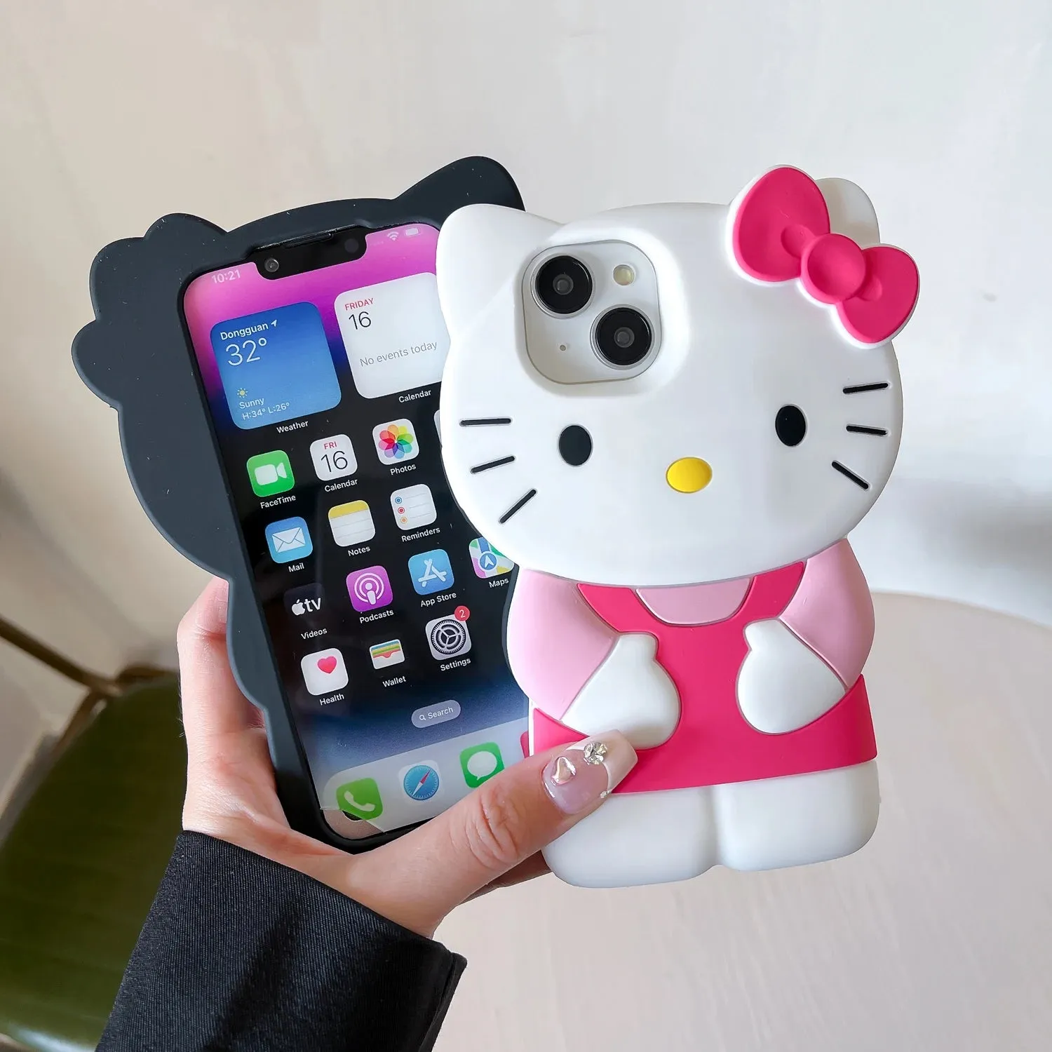 MINISO Hello Kitty 3D Silicone Phone Case | Soft, Anti-Scratch, Dustproof Cartoon Anime Cover for iPhone 11, 12 Mini, 13 Pro, 14 Plus, 15, 16 Pro Max, XS, XR, X, 8, 7, SE 2020
