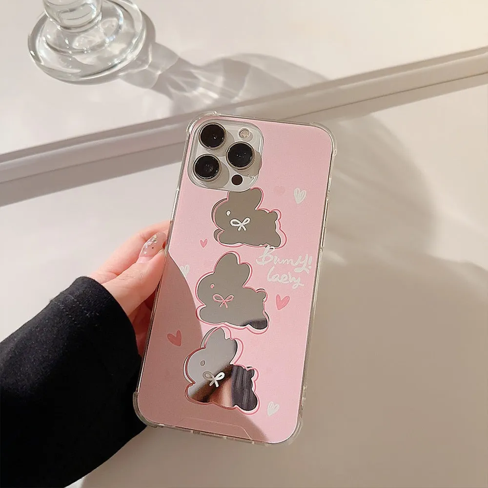 Mirrored Bunny iPhone Case & Chain